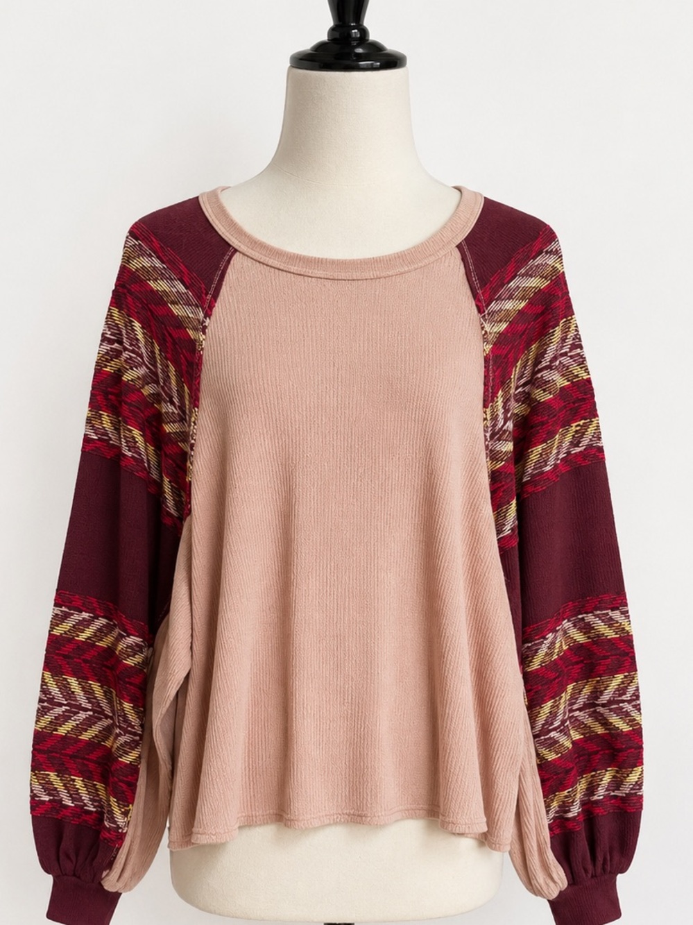 Free People‎ We The Free Arden Thermal Top XS Boho Balloon Sleeve Blush - Picture 2 of 3